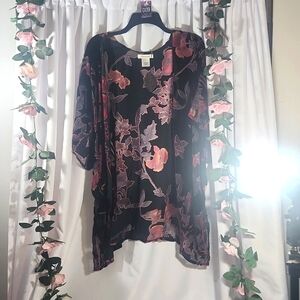 NEW Floral Sueade jacket Size Medium In Colors Pink, Purple, And Green